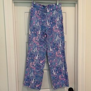Lilly Pulitzer Pink and Blue Tropical Print Pants